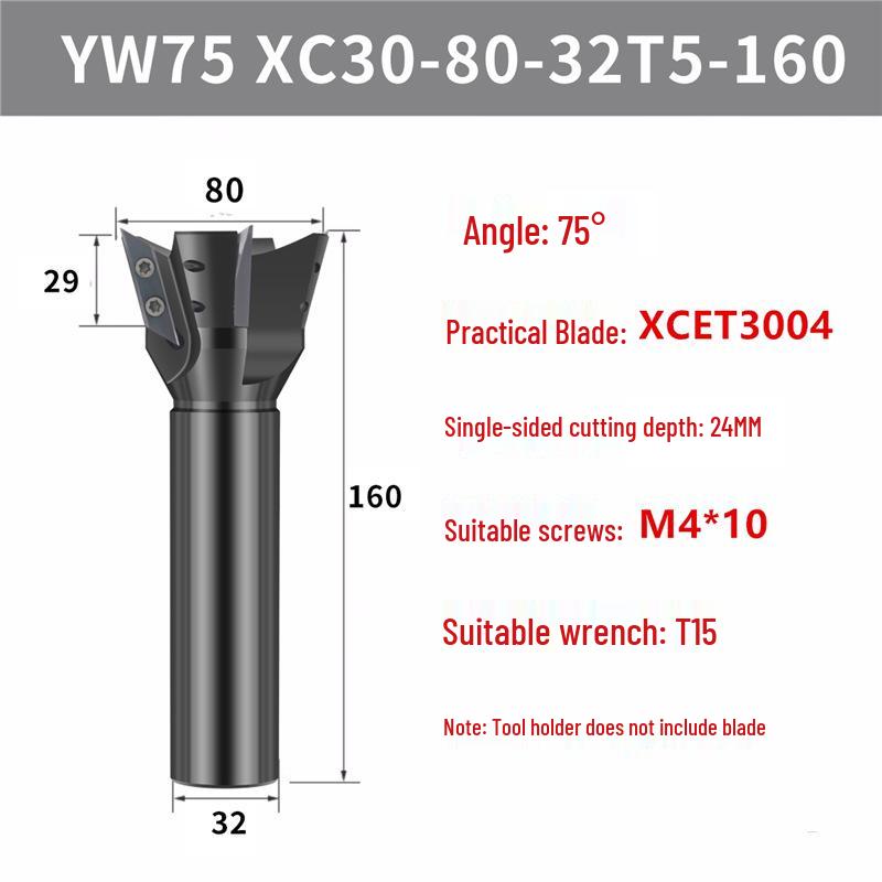 Long-Edge Dovetail Cutter Holder for XCET3004 Milling: 55°, 60°, 75° V-Groove & Disc Bottom Cleaning