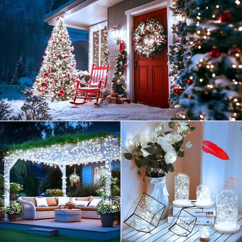 Solar Christmas Lights Outdoor Solar String Lights LED Fairy Lamp Twinkle Tree Light for Xmas Garden Patio Party Wedding Decor