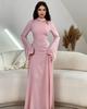 European & American Solid Color Long-Sleeved Slimming Dress for Spring/Autumn
