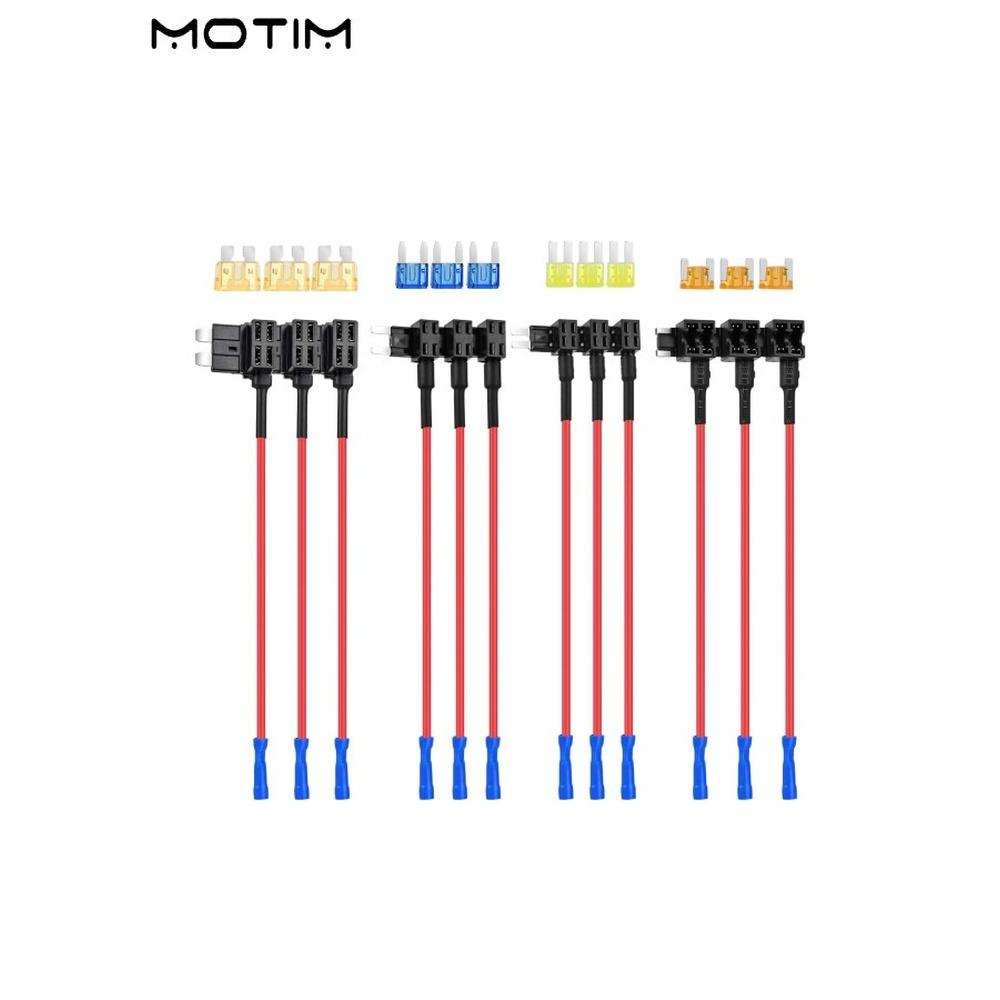 

12 Pack 12V Add-A-Circuit Adapter Fuse Tap Kit (2025 New) 4 Types Standard/Mini/Micro2/Low Profile Taps Ato Atc Atm Apm Holder Adapter for Cars Truck