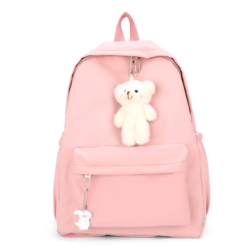 Schoolbag, Korean Style INS Fresh Solid Color Backpack, Large Capacity for Classes, Tutoring, Commuting, Women's Backpack, Travel Lightweight Backpack