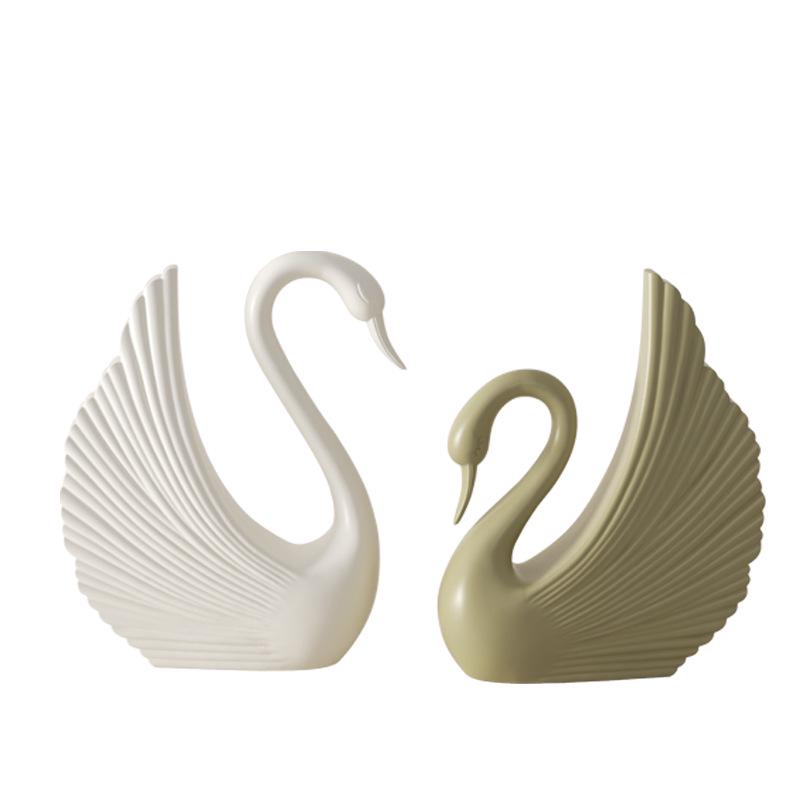Elegant Cream Swan Ornament for Living Room TV & Wine Cabinet - Perfect Housewarming or Wedding Gift