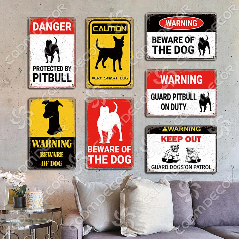 Beware of Dog Warning Tin Sign Metal Plate Caution Danger Dogs Vintage Poster Metal Plaque Garden Backyard Farm Home Wall Decor