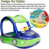 Baby Inflatable Pool Float with Canopy, Car Shaped Swim Float Boat with Sunshade & Steering Wheel, Cartoon Swim Seat Ring for Toddler Infants