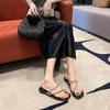 Fashion niche comfortable with skirt shoes 2025 summer new French rhinestone word fairy beautiful cool slippers woman
