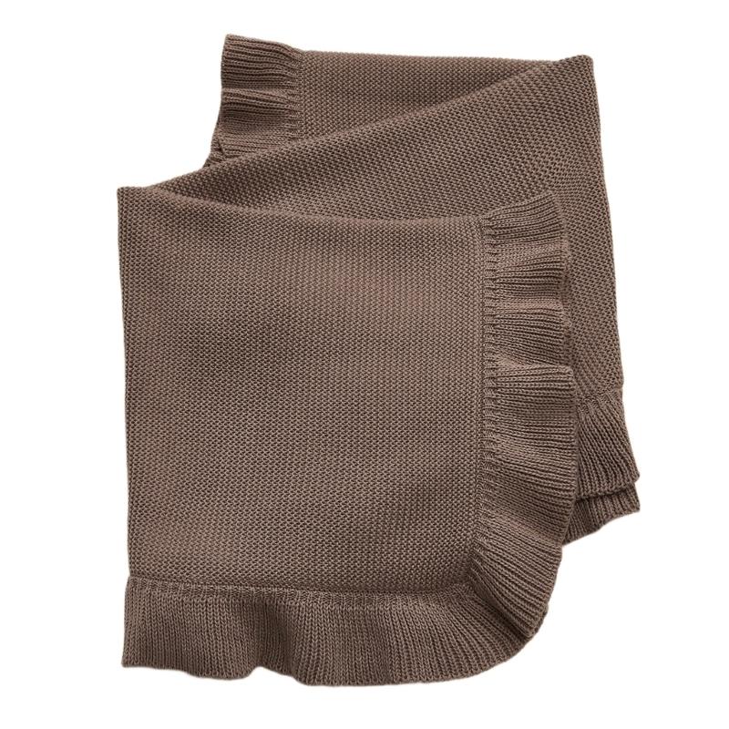 

Autumn Winter Blanket Baby Ruffled Edge Blanket Comfortable Cotton Knitted Strollers Cover Children s Bed Throw кавовий