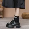 Leather Platform Loafers Women's 2024 New Muffin Lace-up Heightening Jk College British Style Small Leather Shoes Women's Single Shoes