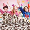 Adirasenotek 3Pcs Cow Print Tablecloth Brown Cattle Tablecover for Farm Theme Cowboy Baby Shower Decorations Western Birthday Dinner Picnic Kitchen