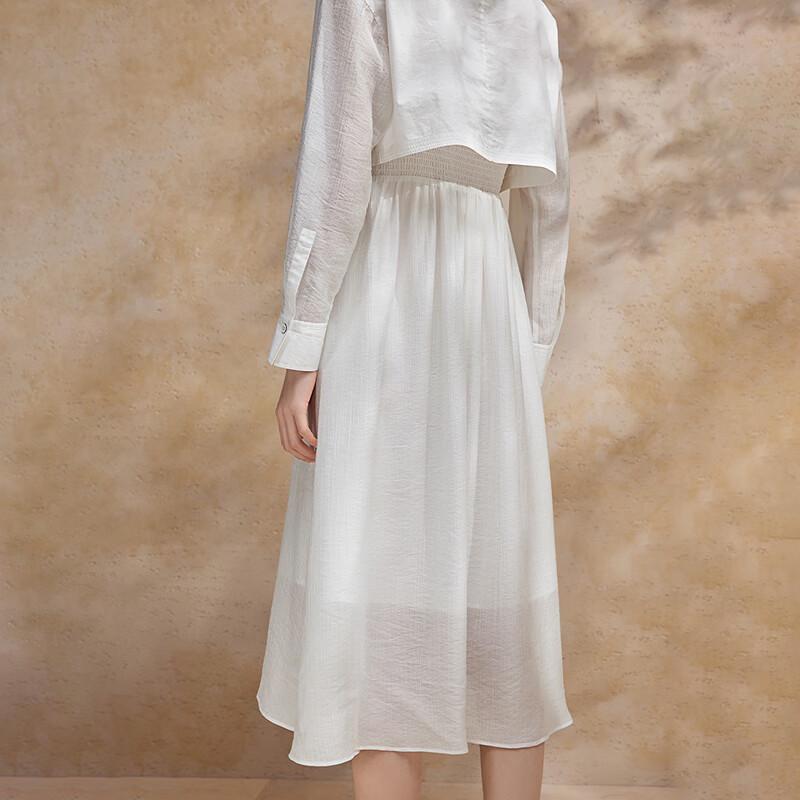 Broadcast Elegant Long Sleeve Shirt & Suspender Midi Dress Set