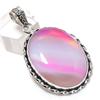 Natural Pink Lace Agate Gemstone 925 Sterling Silver Jewelry Pendant 2.05" N9b88
