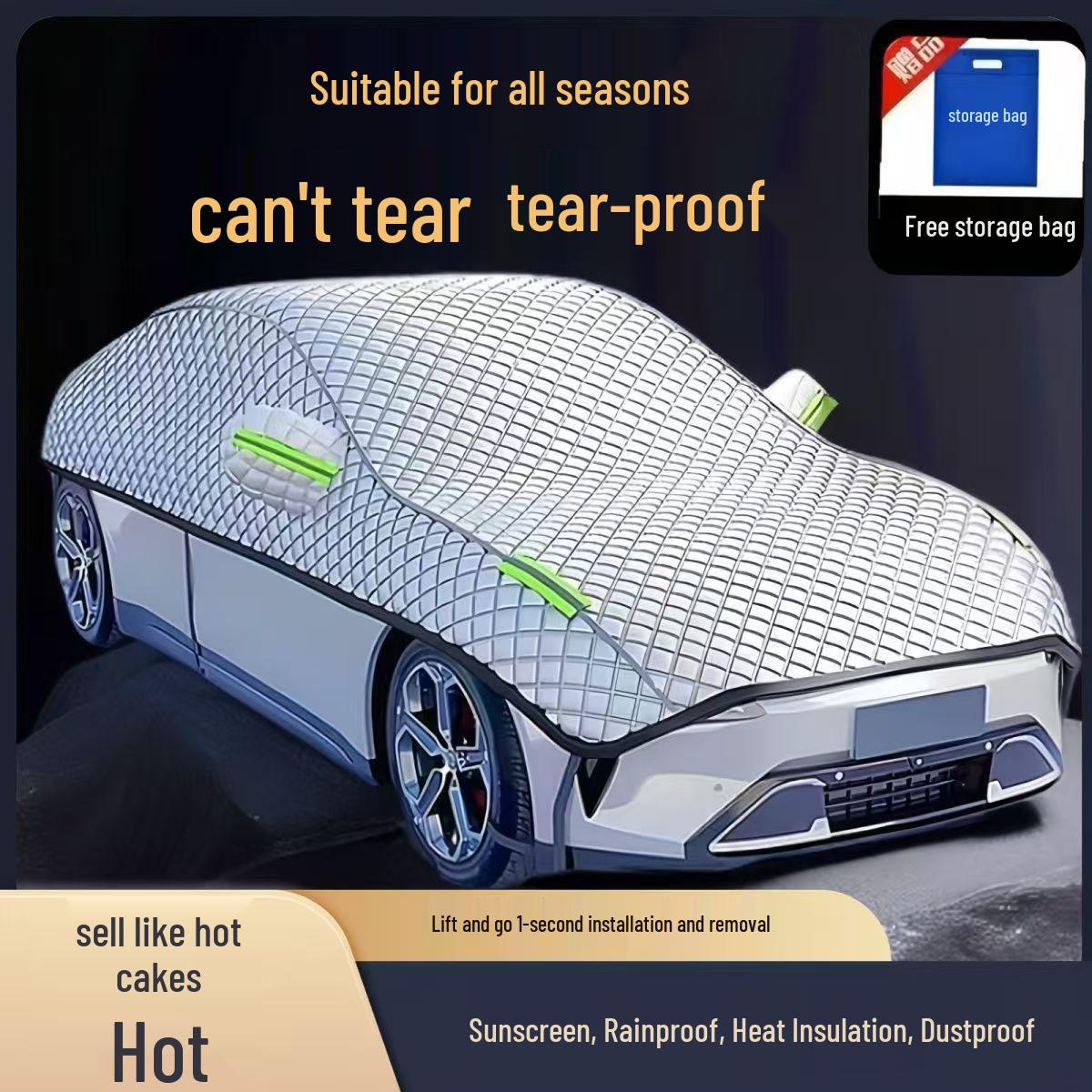 

Универсальный всесезонный автомобильный солнцезащитный козырек и чехол - Защита от солнца, дождя, града с теплоизоляцией, утолщенный и увеличенный дизайн Large SUV Cover with Cotton and Thickened