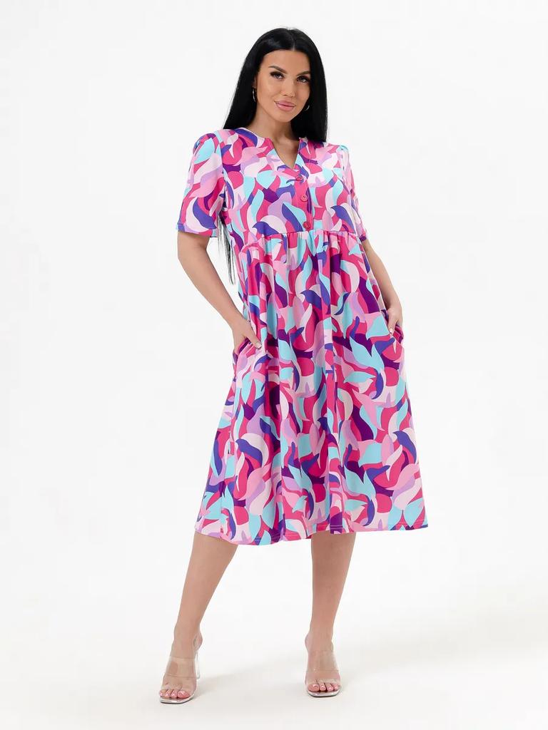 Plus size cotton house dress with pockets
