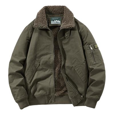 Winter Cotton Coat for Men with Velvet Thickened Cotton Coat for Men with Hooded Lamb Velvet Coat for Men with Fat Plus Size Workwear Cotton Coat