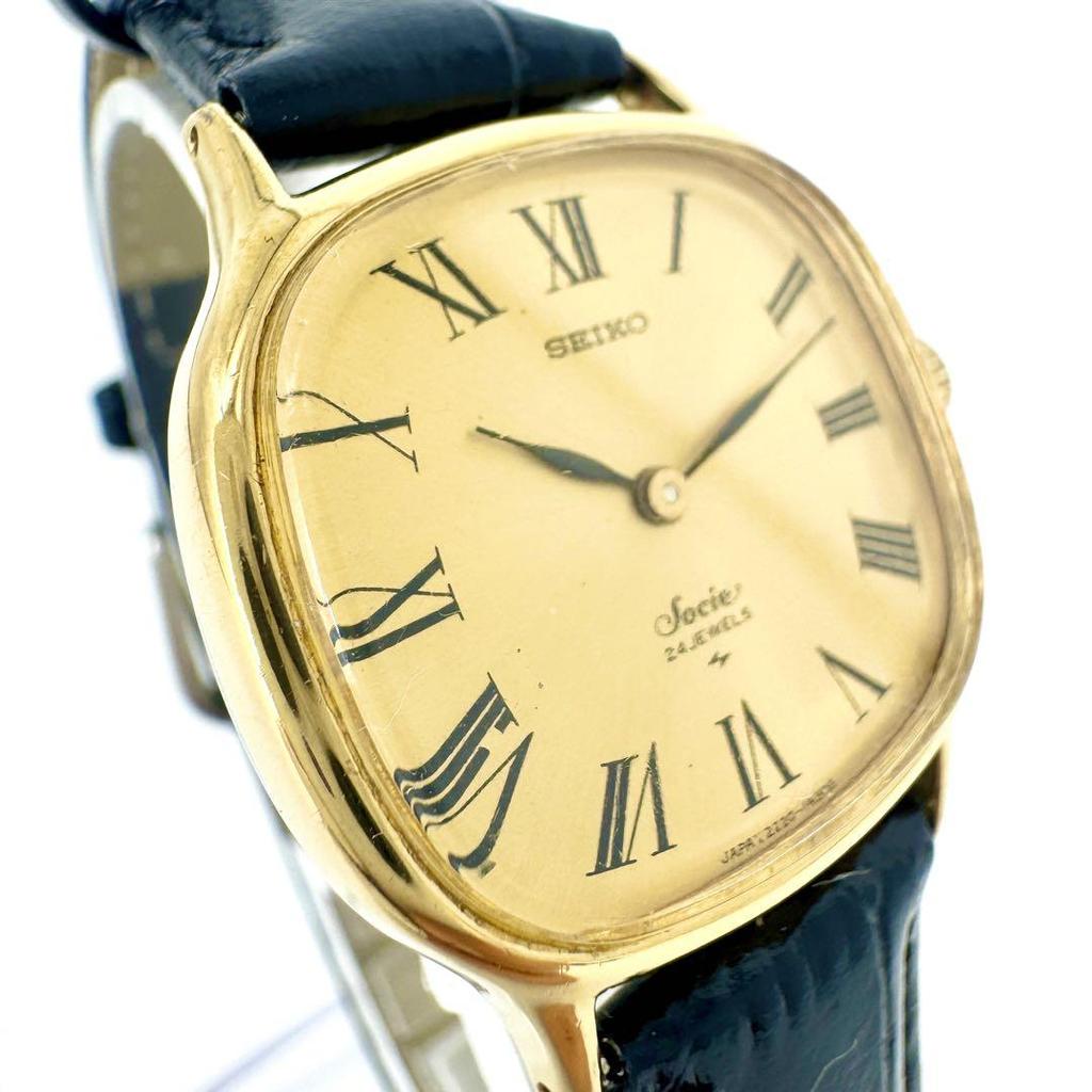 [USED] Rare Working SEIKO Socie 24 Jewel Hand-wound Gold Watch