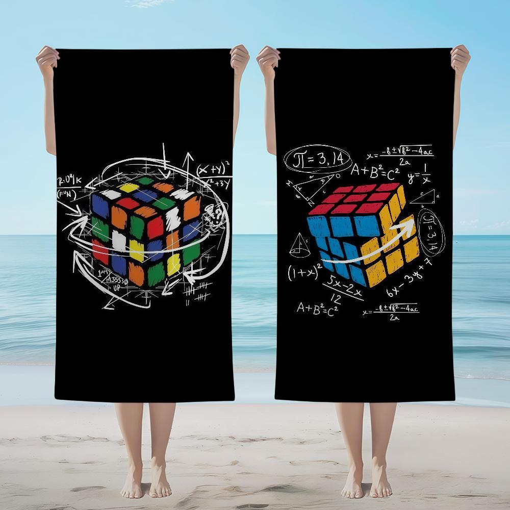 R-RubiksS C-CubeS Towel Textile Bathrobe Beach Quick-Drying Lightweight Portable Camping Swim Pool Travel