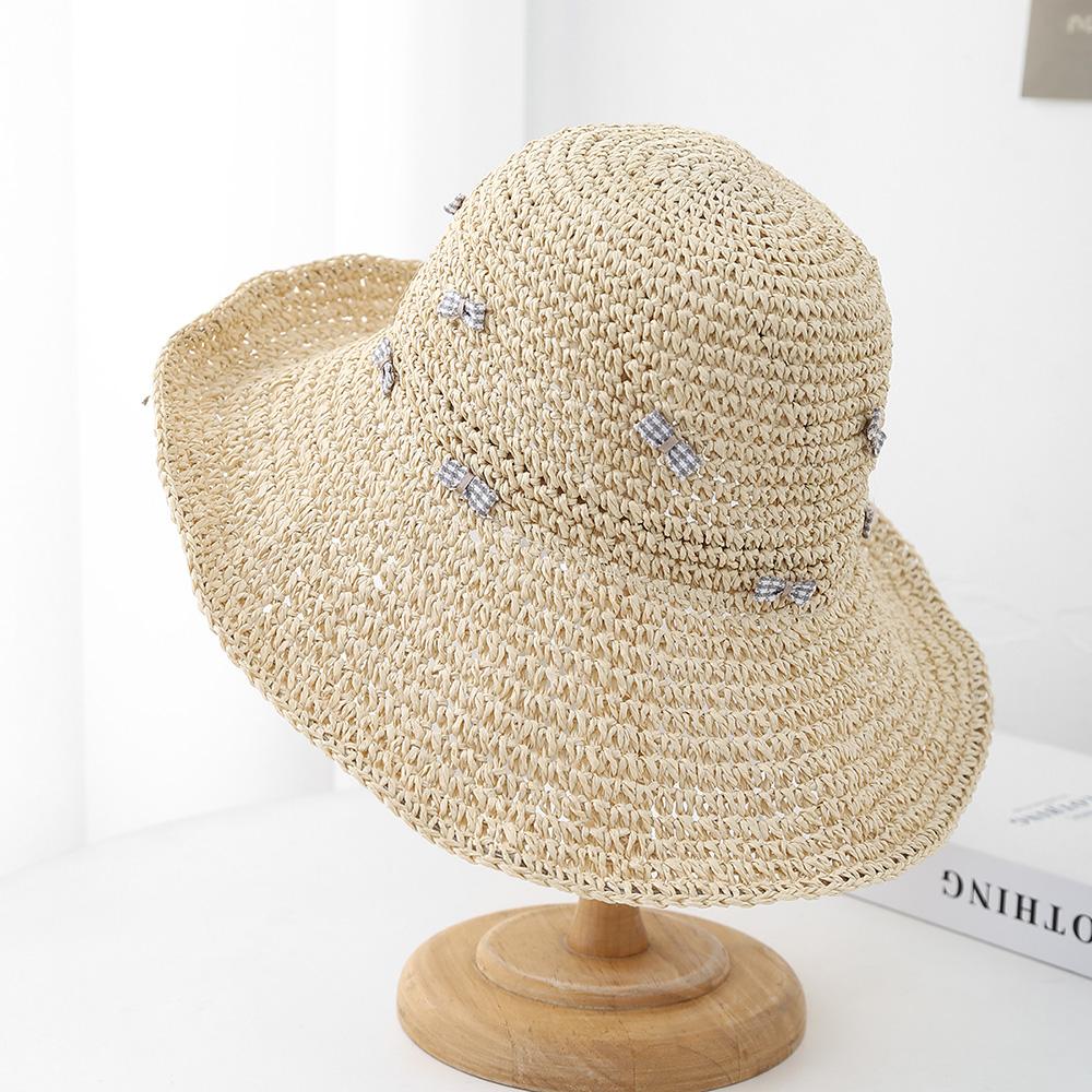 

Полая складная шляпа от солнца летняя панама большой окружности головы ручной работы пляжная дорожная соломенная шляпа Adult average size бежевый
