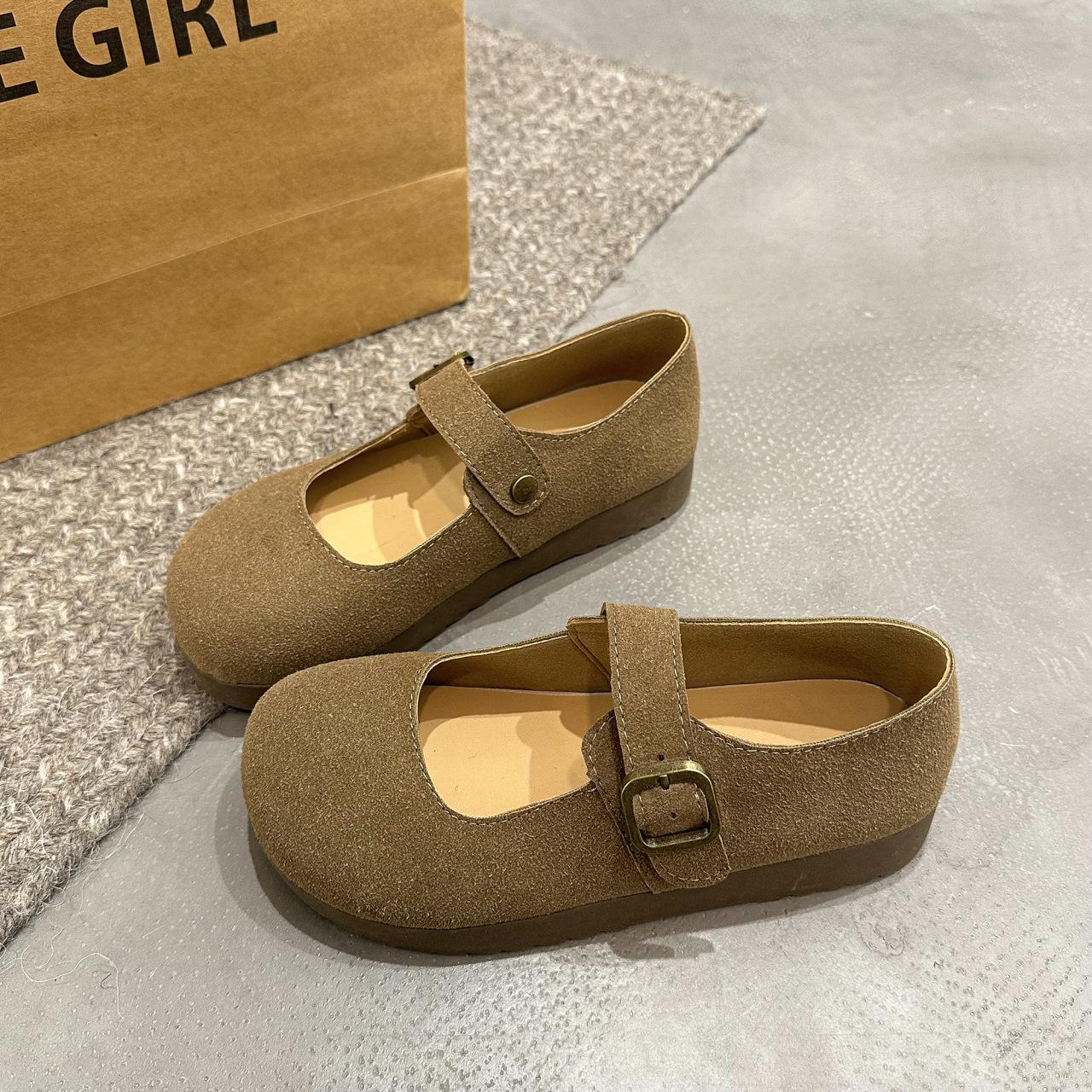 

Весна 2025 Женские туфли Мэри Джейн в ретро корейском стиле на толстой подошве и с круглым носком 36 хаки