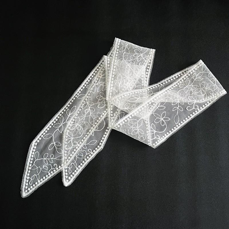 Elegant White Lace Cutout Waist Sash Thin Long Scarf Belt Women Korean Style Fashion Accessory