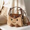 Sweet Lovely Plush Handbag Women Brown Cartoon Large Capacity Shoulder Bag Ladies Patchwork Crossbody Bag Winter New Arrival