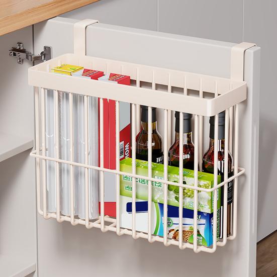 Basket Hanging Behind The Door Kitchen Cabinet Door Organizer Wall Mounted Self Adhesive Storage Basket