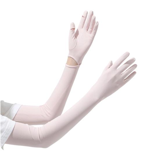UV Protection Driving Gloves, Anti-Slip Palm, Long Sun Protection Gloves, Ultra Thin Full Finger Summer Gloves for Women Cycling Hiking Fishing розовый