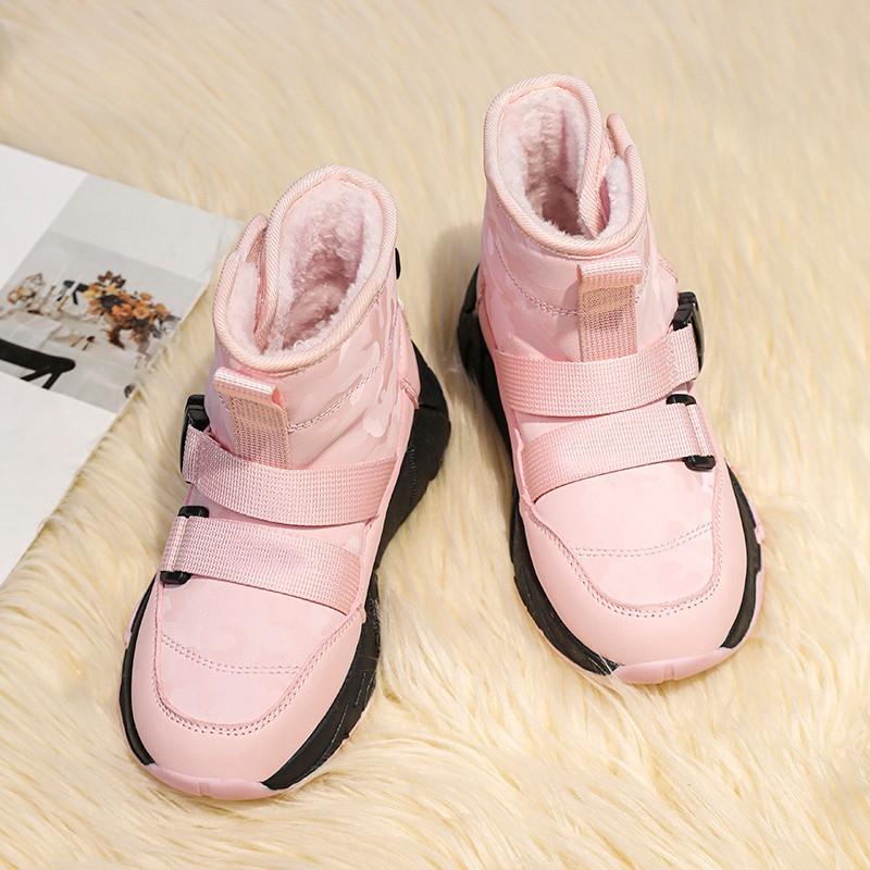 28-38 Children's Winter Plus Plush Warm Snow Boots Cotton Boots Fashionable Waterproof Sports Shoes