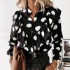 Women's Clothing European and American Polka Dot Shirt Top 1116 American African Ruffle Edge Top Women's Clothing