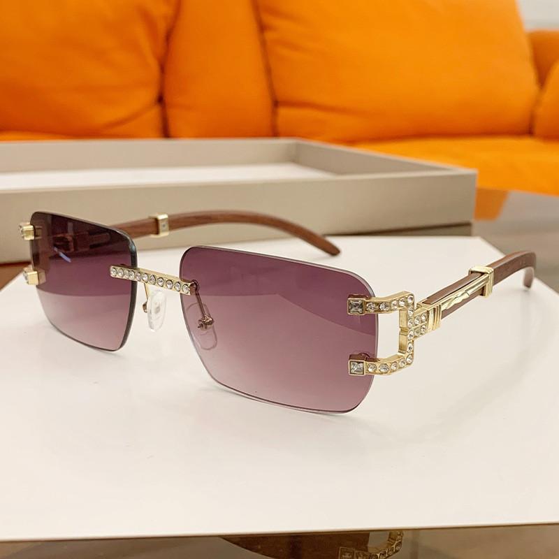 New Frameless Small Square Sunglasses With Rhinestone Accents For Fashionable Street Style