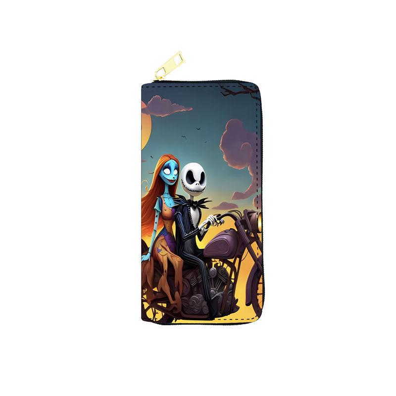 Nightmare Before Christmas PU Geldbörse Damen Lange Reißverschluss Clutch Kosmetiktasche Jack Skellington 3 Stück