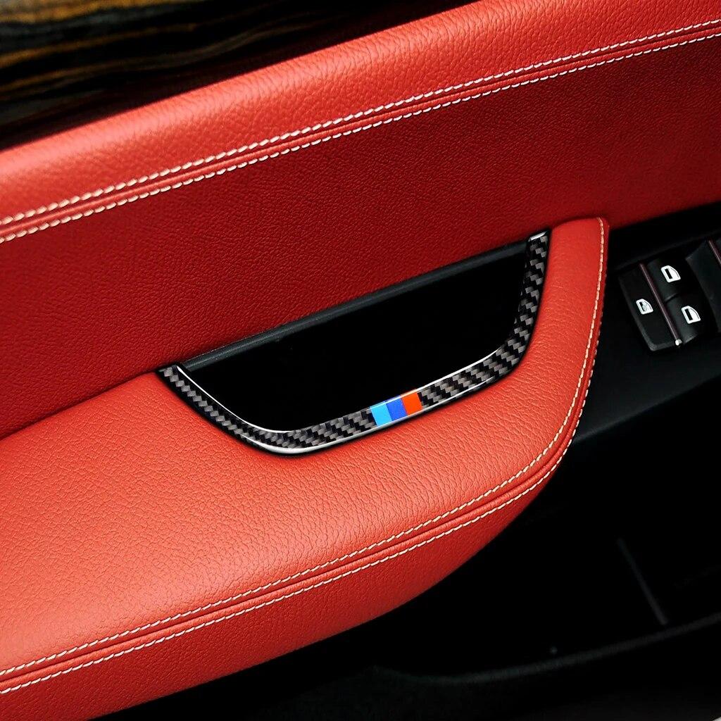 For BMW X3 F25 X4 F26 2011-17 Intérieur Carbon Fiber Auto Door Inner Handle Storage Box Frame Cover Trim