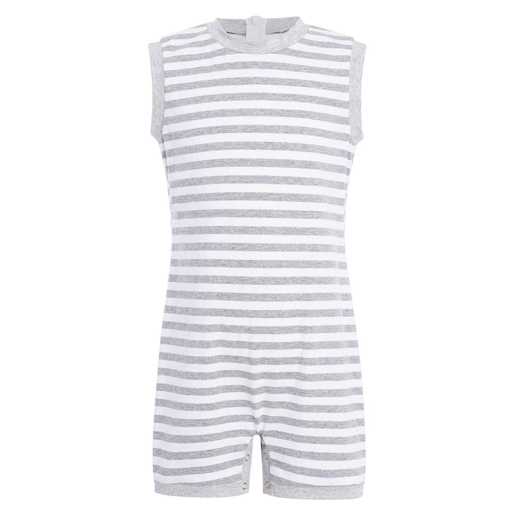 Mono Adaptativo Unisex para Niños con Necesidades Especiales Sin Mangas Cremallera Trasera Invisible Botón a Presión Tira de la Entrepierna Rayado para Vestir Fácilmente