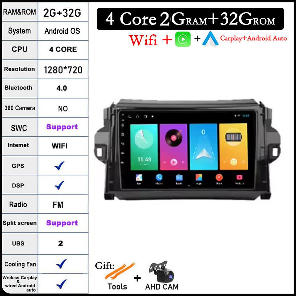 9 Zoll Android 14 Für Toyota Fortuner 2016 - 2021 Autoradio Multimedia Video Player Navigation GPS Stereo Auto 4G Let