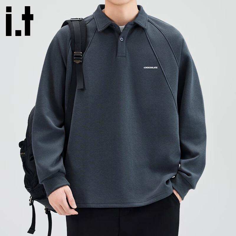 CHOCOOLATE Men s American Retro Polo Collar Loose Sweatshirt 4XL