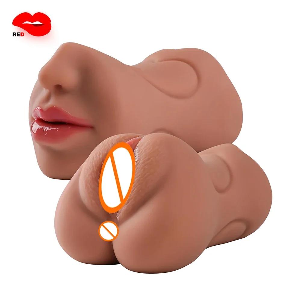 2-in-1Teeth Oral Vaginal Anal Insertion Male Prostate Orgasm Cup Deep Throat Silicone Vibrator Action Masturbation Adult Sex Toy
