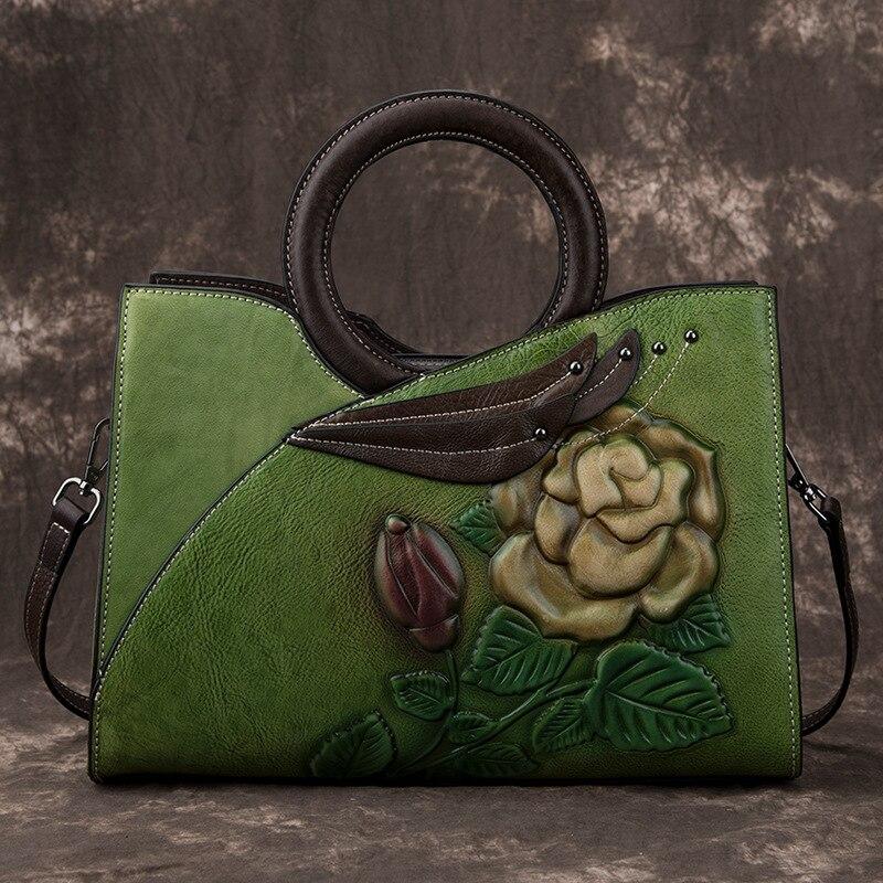 Retro Handmade Genuine Leather Women Casual Tote Large Capacity High Quality Shoulder&crossbody Bags