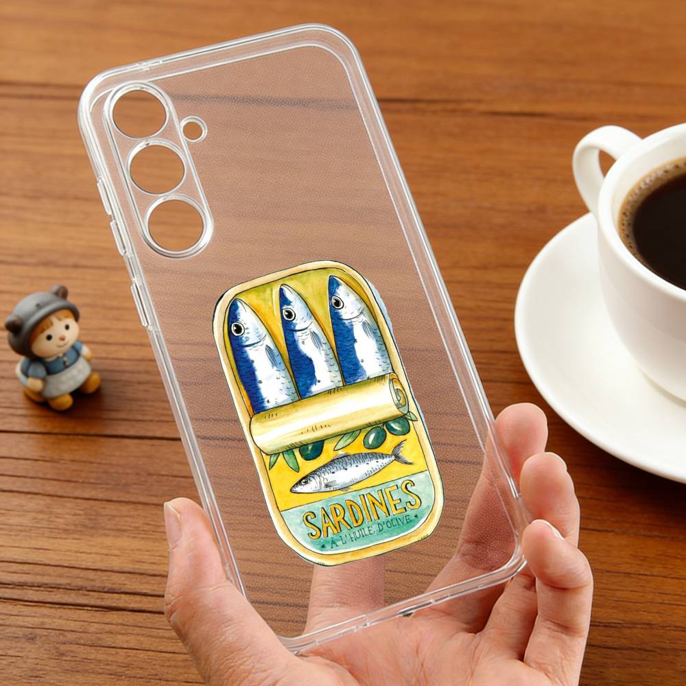 

F-Fish Забавные Сардины Чехол для Телефона Для Samsung S22,S24,S30,S10,S21,S25,S23,S10,PIus,Ultra,5G,FE,lite Прозрачный Корпус Samsung S21Ultra