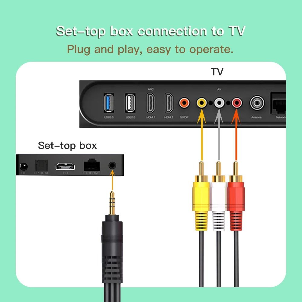 Male to Male 3.5mm to 3 RCA Cable for Camcorder Set-top-box TV Speaker Home Theater