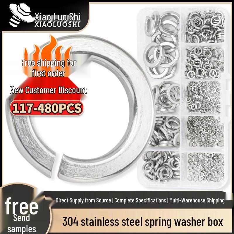 

304 Stainless Steel Spring Washers Set - Boxed Screw Spring Washers 94 Model - 480 pieces