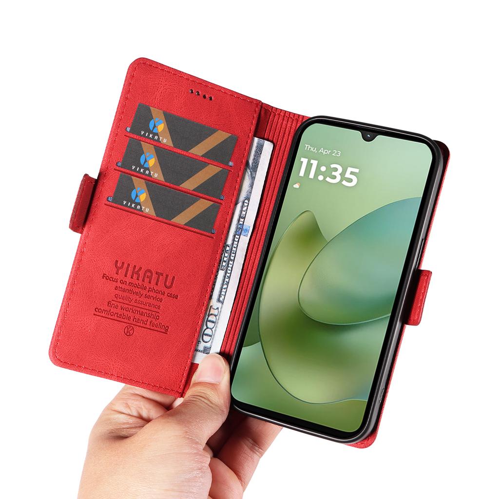 For Motorola Moto G06 4G Leather Case YIKATU YK-005 Skin-touch Feeling Wallet Phone Cover