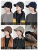 Loo&c Cross Knit Casket Beanie with Visor Black Free Size (56-64cm) [Parallel Import]