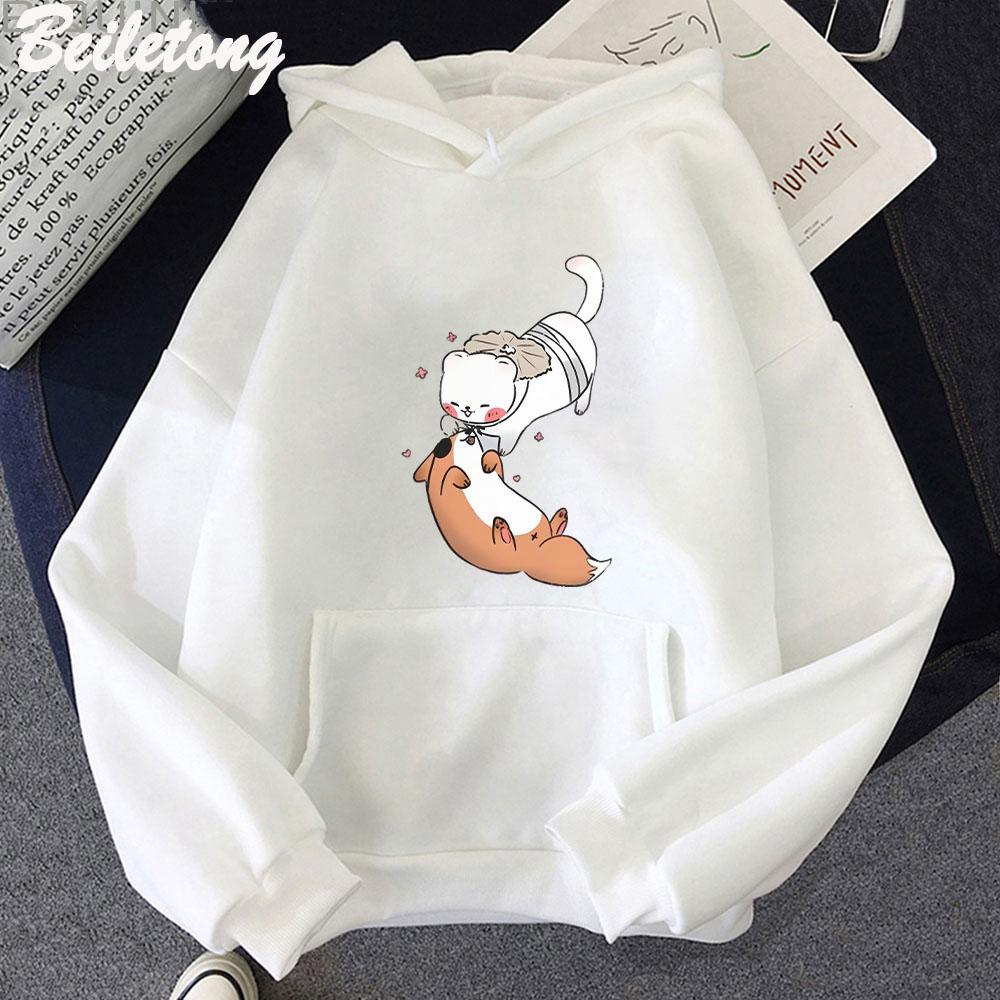 TGCF Fox and Ferret Hoodies Tian Guan Ci Fu Kawaii Print Hoodie Harajuku Aesthetic Man Women Winter Sweatshirts
