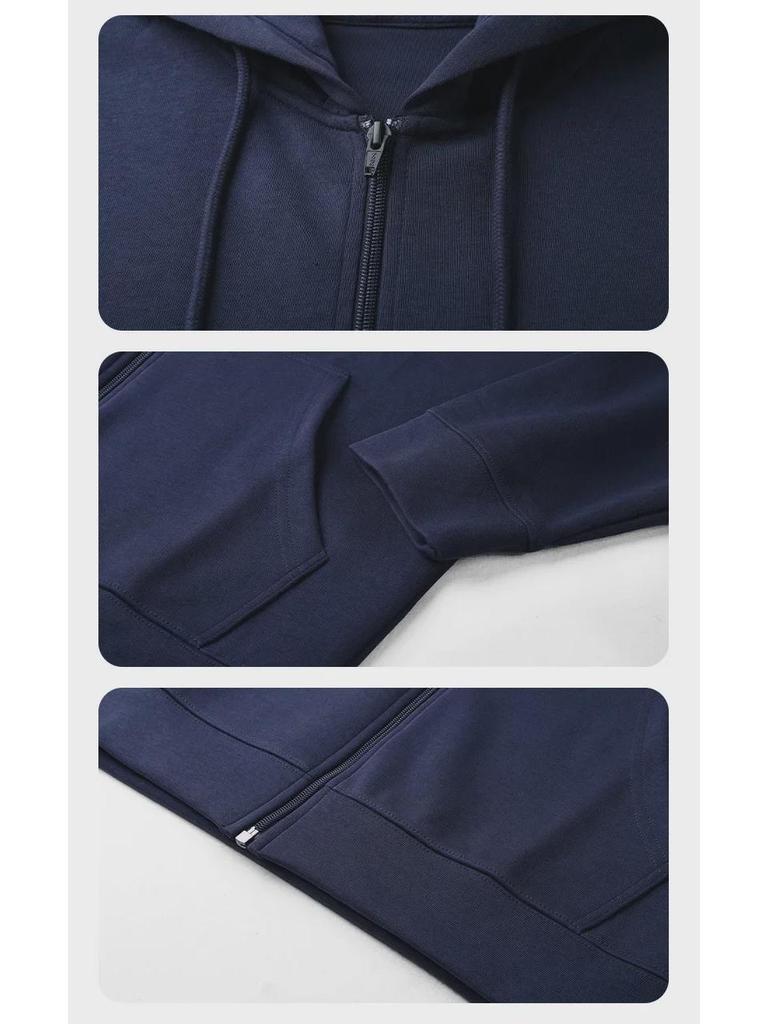 Men's 300g Antibacterial Zipper Hoodie - Simple, Casual, Solid Color, Lightweight Cardigan for Spring & Autumn