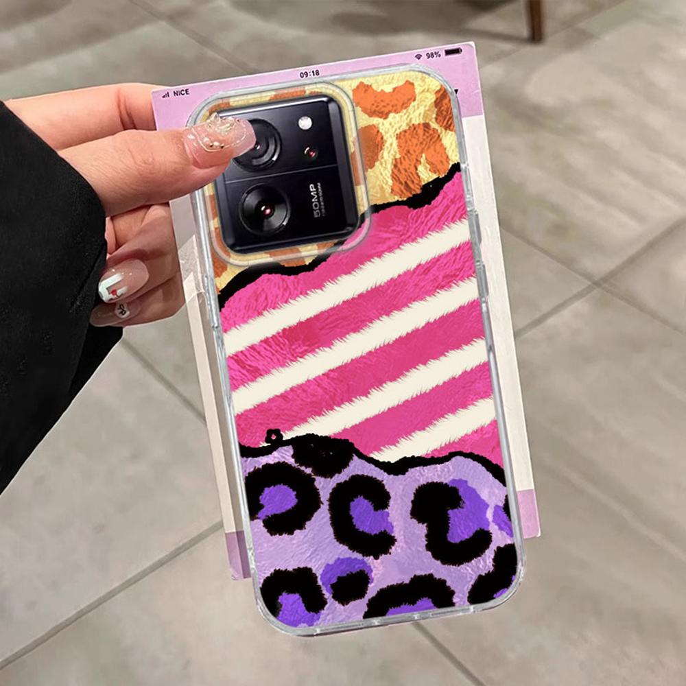 Splicing Purple Leopard Print Girls Phone Case for Xiaomi 13T 14T 11 Lite NE Poco X5 M6 Pro X6 X7 X3 Pro NFC C65 C61 M5S Cover