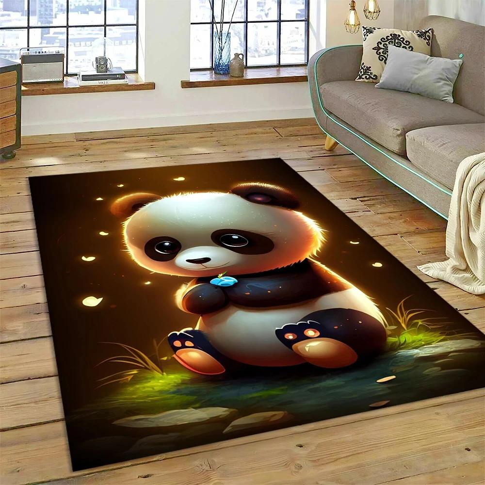 Uroczy dywan panda do sypialni, łazienki, salonu, dekoracja sofy, mata do raczkowania dla dziecka, miękki dywanik z kreskówkowym zwierzęciem, antypoślizgowa mata do zabawy