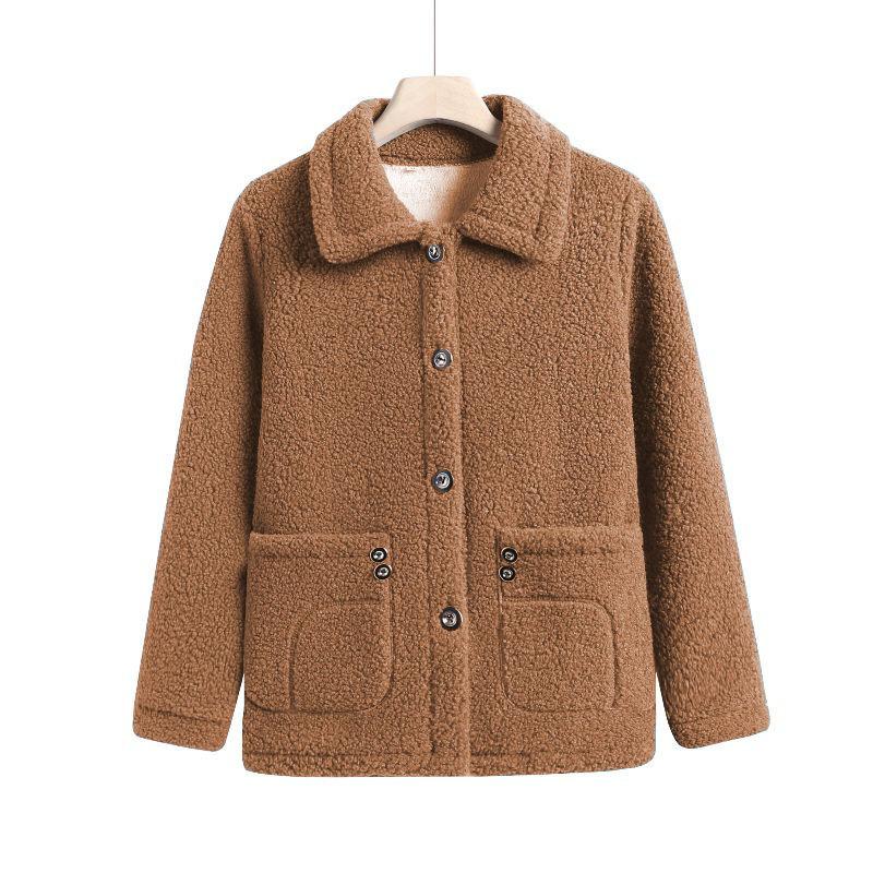 Middle-aged Mothers Autumn and Winter Coats Latest Outer Wear Square Collar for Middle-aged and Elderly Ladies