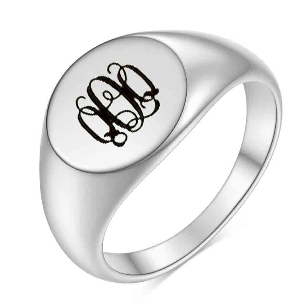Stainless Steel 26 English Alphabet Printed Font Ring, Silver Color, Fashionable and Simple Titanium Steel Women's Ring