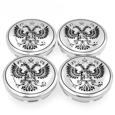 56mm Car Wheel Hub Cover Modified Car Universal Wheel Hub Protective Cover Russian Flag Silver Double Eagle Car Wheel Hub Decorative Cover