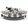 Fashion trend 11 1mm diamond ball braided micro-inlaid high crown 1 hexagonal column double row diamond crescent three-piece bracelet