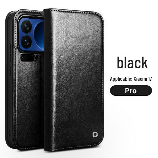 Чехол-книжка Chali из натуральной кожи для Xiaomi 17 Pro Max со подставкой и защитой объектива