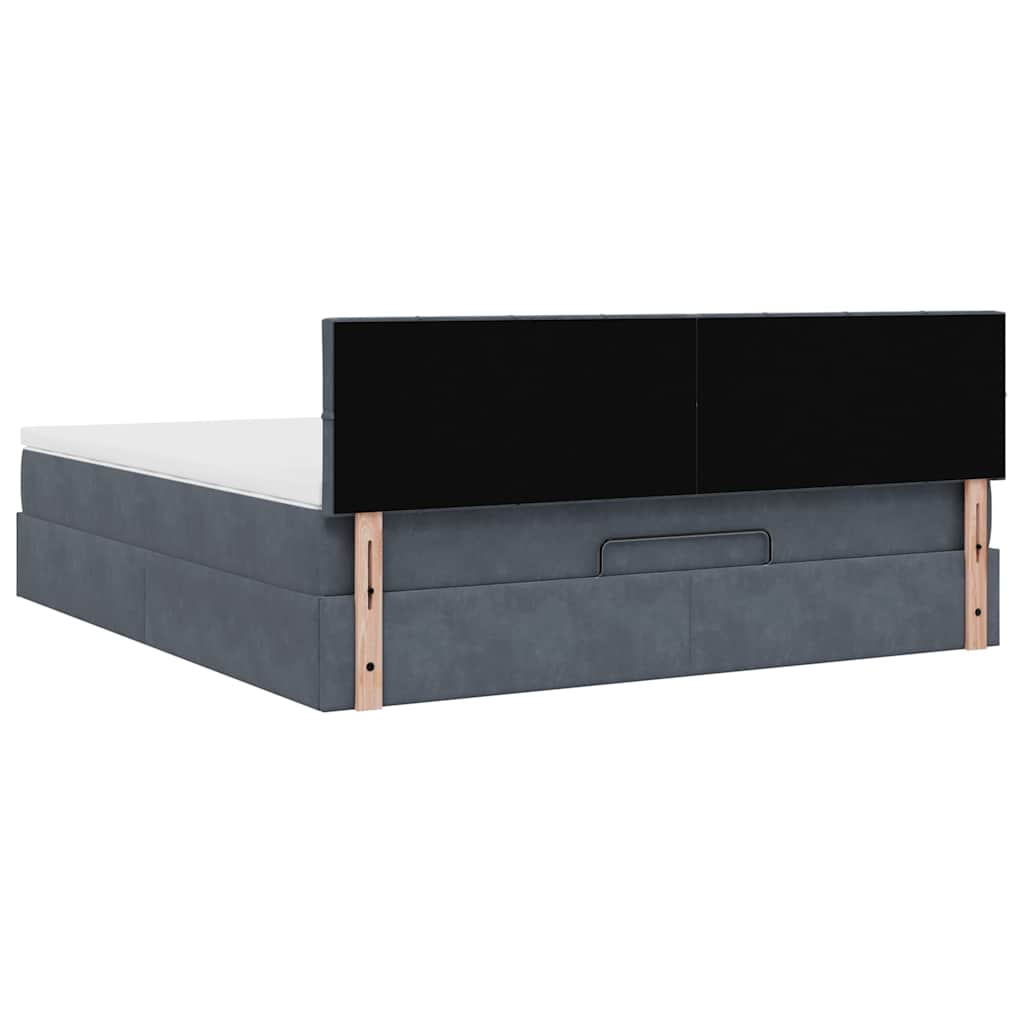 Enjoy a restful night s sleep with this Ottoman bed with mattress in dark gray 160 x 200 cm velvet